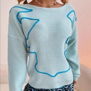 Drop shoulder graphic pattern sweater